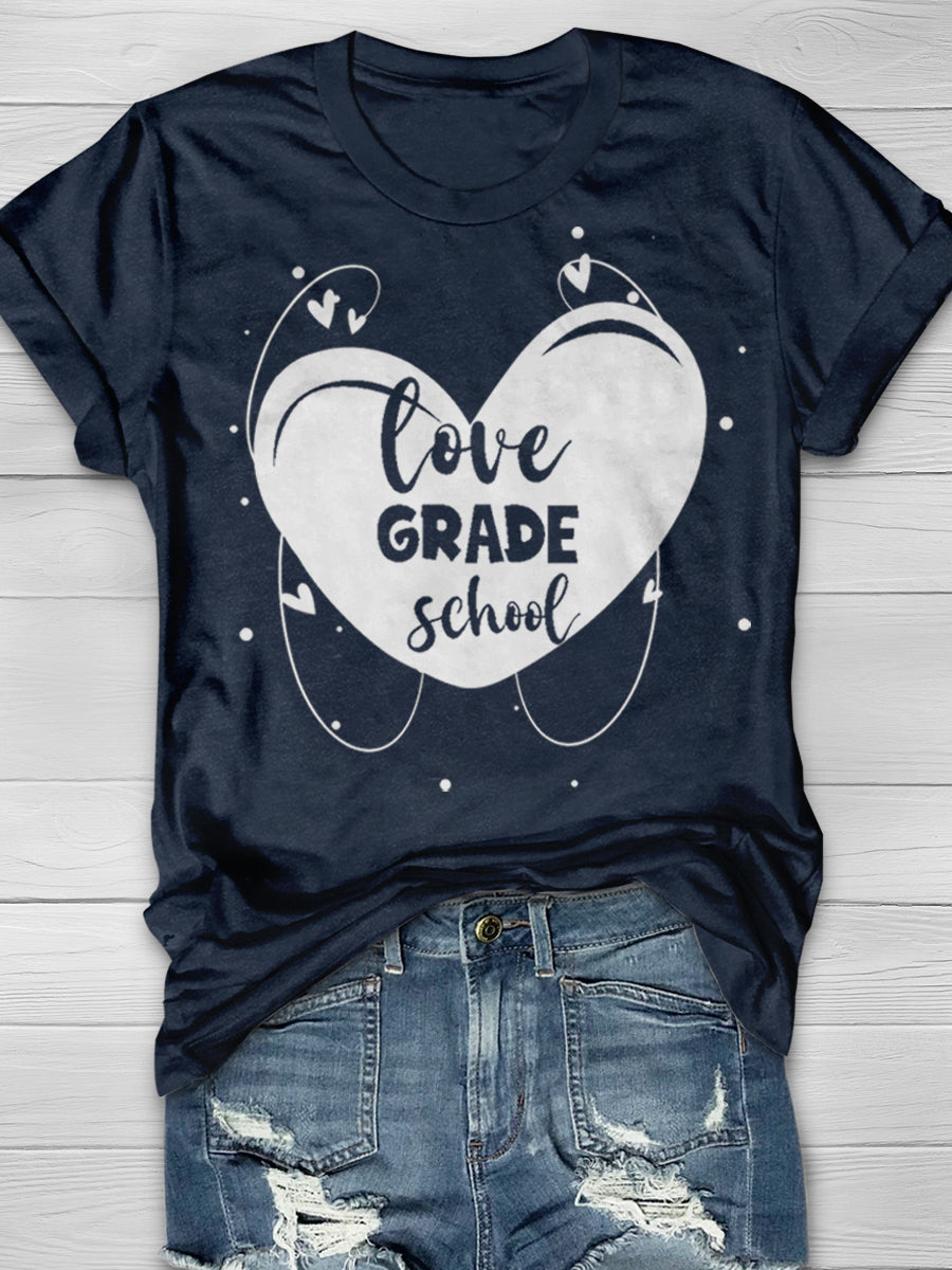 Love Grade School Print Graphic T-shirts