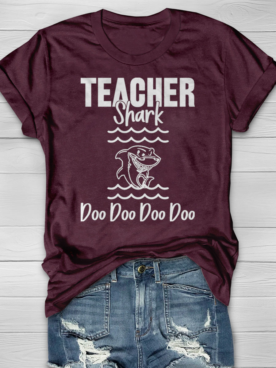 Teacher Shark Print Graphic T-shirts