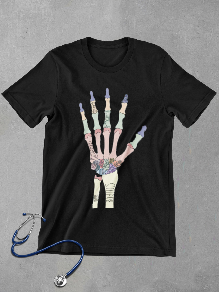 Labeled Hand Anatomy Magnet Nurse Graphic T-shirt