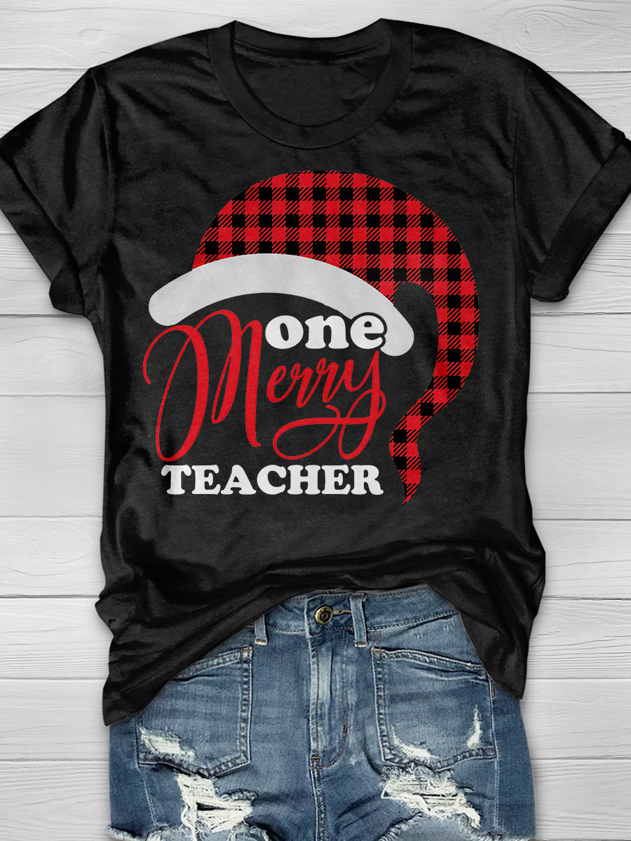 One Merry Teacher Print Graphic T-shirts