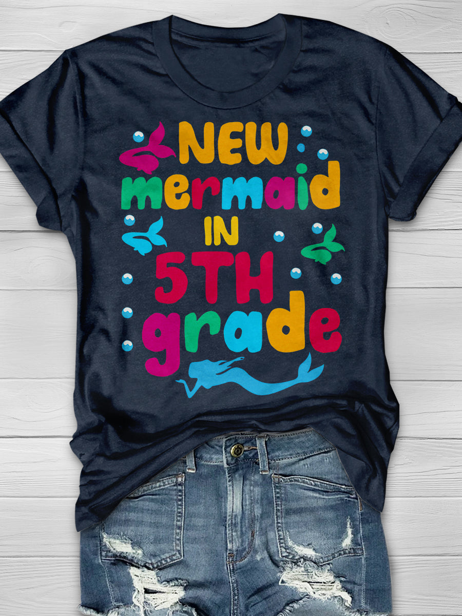 New Mermaid In 5th Grade Print Graphic T-shirts