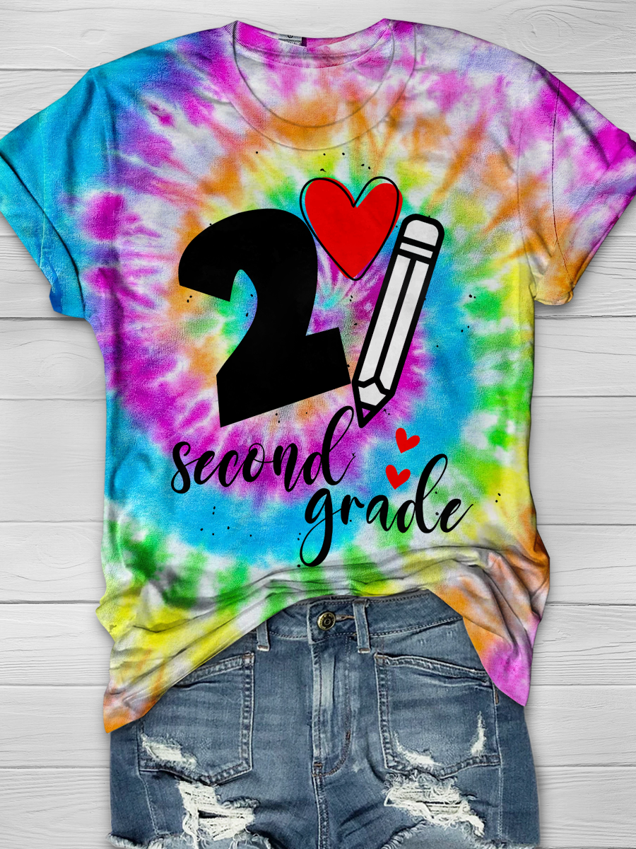 2 Second Grade Teacher Print T-shirts