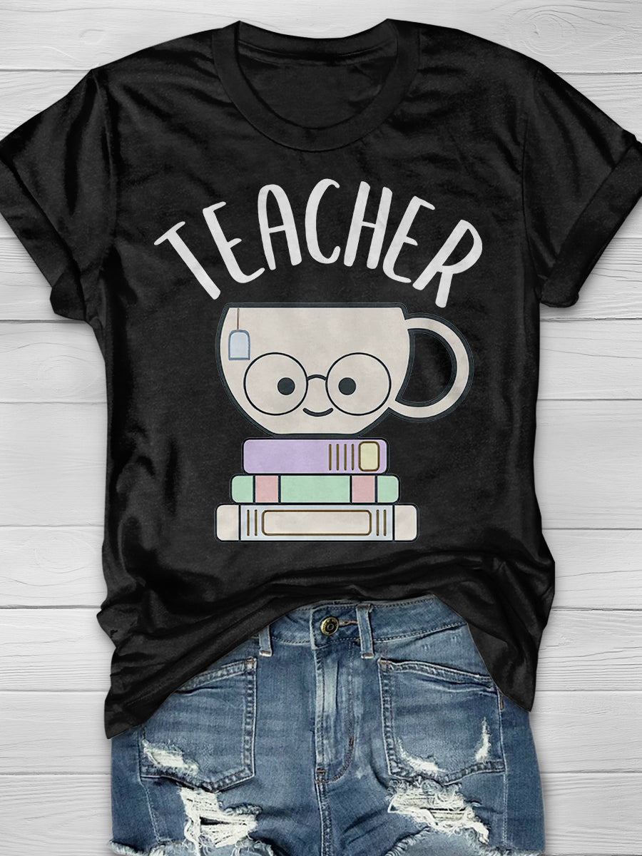 Cute Tea Teacher Pun Print Graphic T-shirts