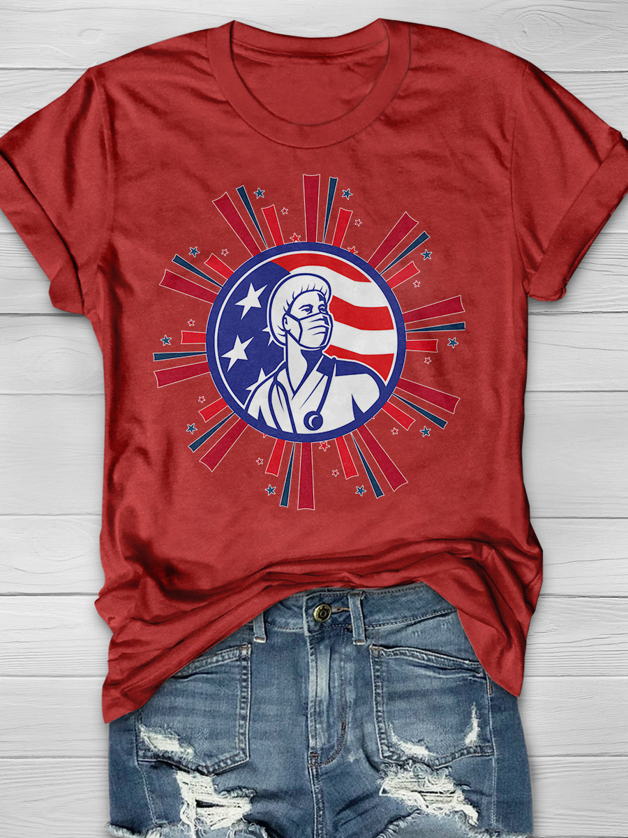 American Nurse Print Short Sleeve T-shirt