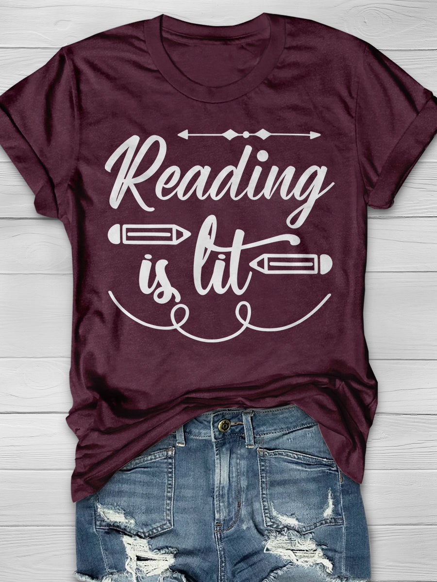 Reading Books Is Fun Print Graphic T-shirts