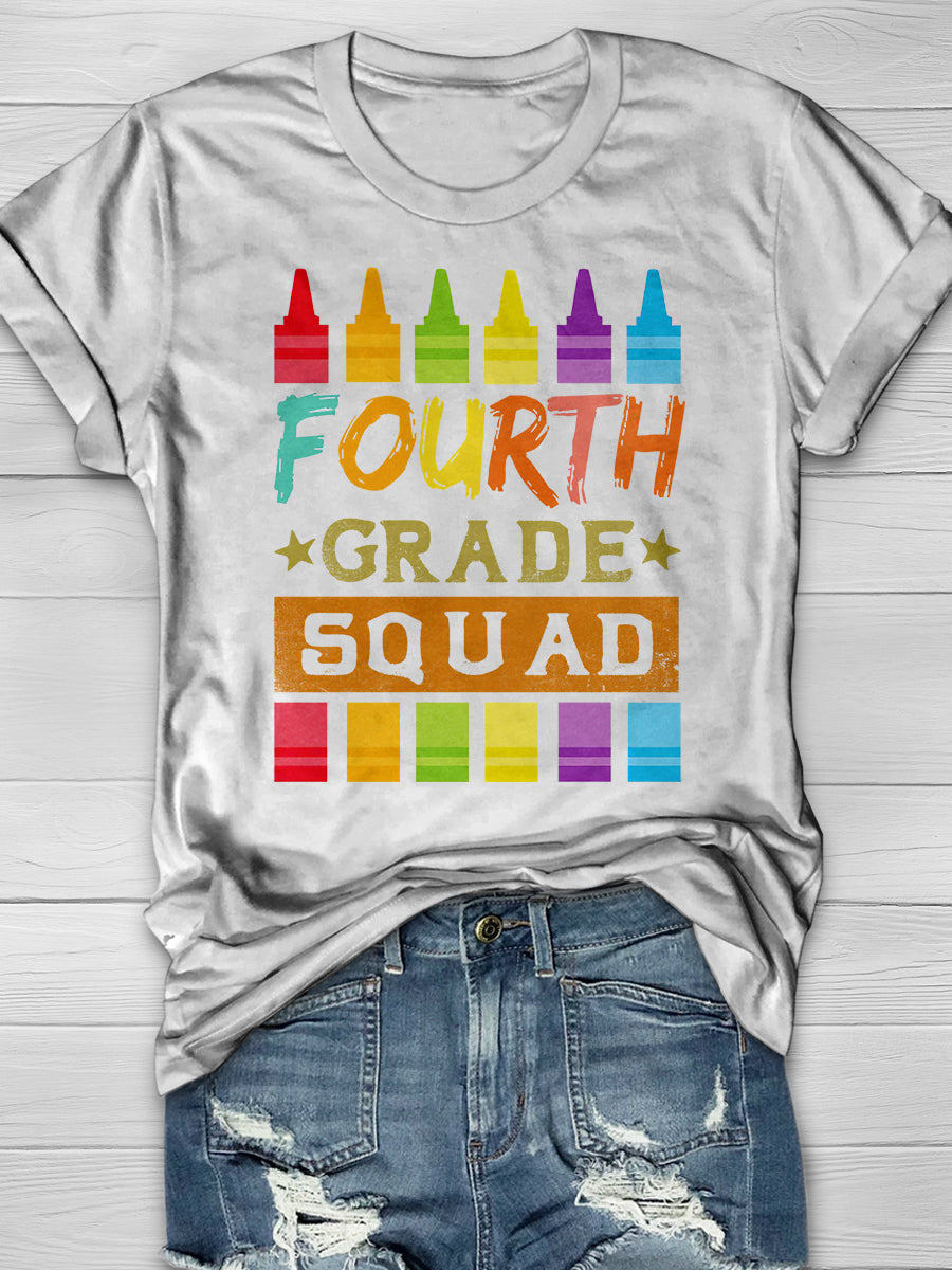 Fourth Grade Squad Print Graphic T-shirts