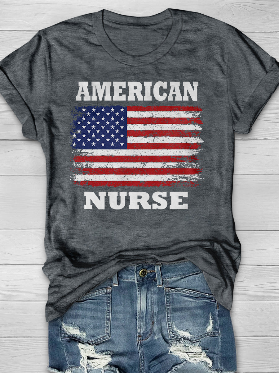 All American Nurse Print Short Sleeve T-shirt