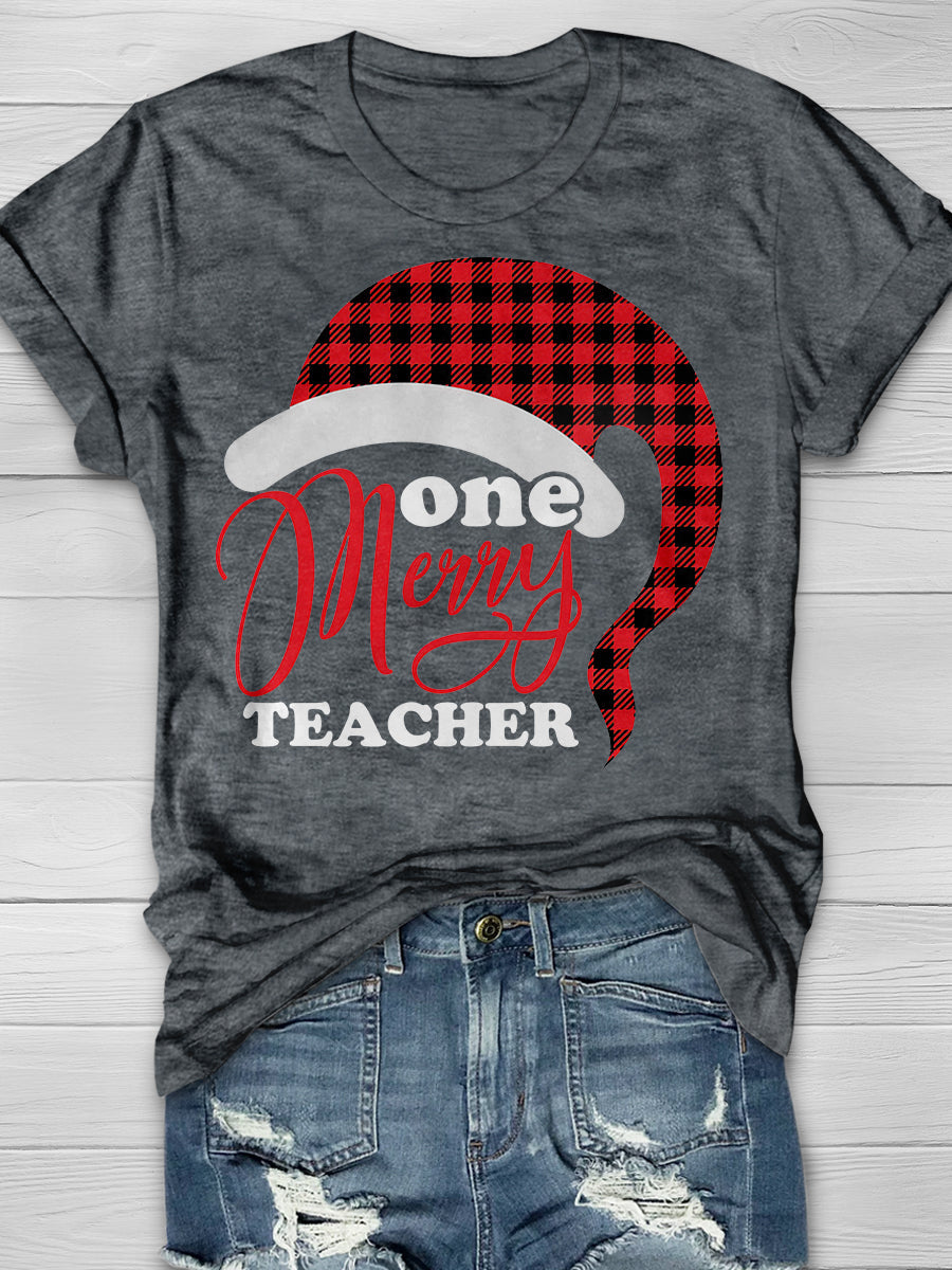 One Merry Teacher Print Graphic T-shirts