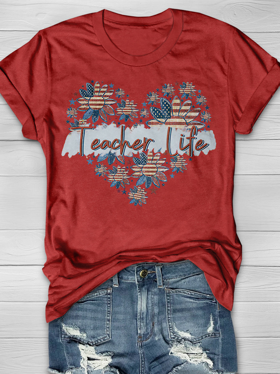 Teacher Life Print Graphic T-shirts