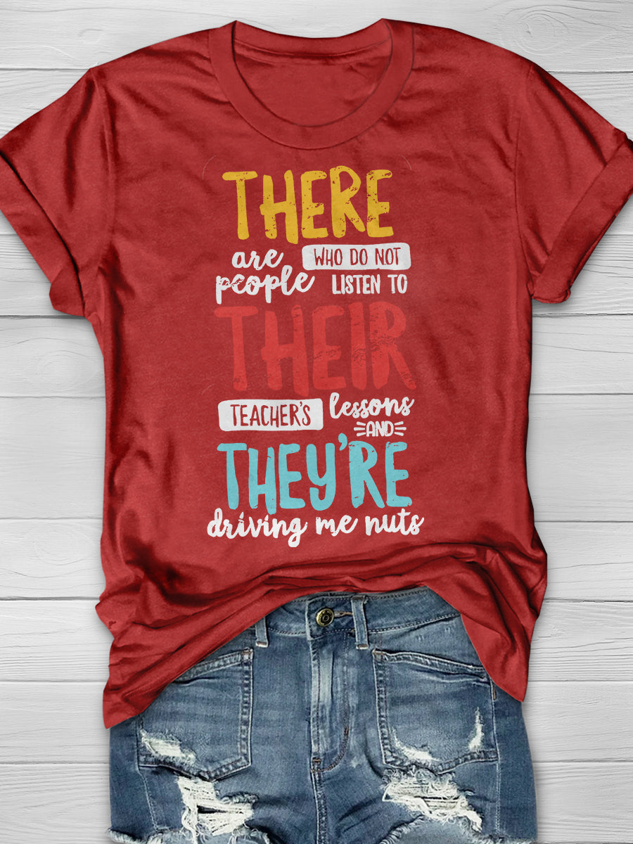 There Their They're English Grammar Teacher Print Graphic T-shirts