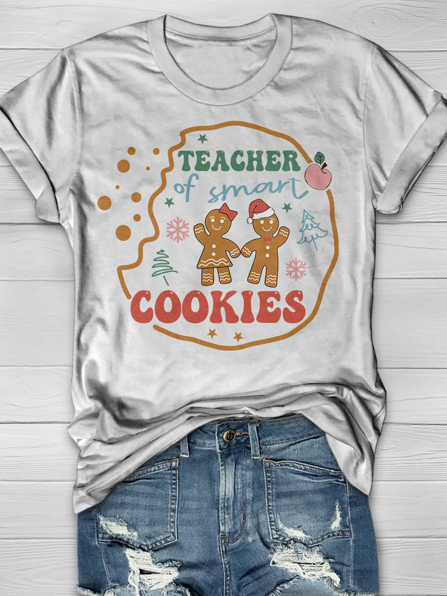 Happy Christmas Day Teacher Of Smart Cookies Print Graphic T-shirts