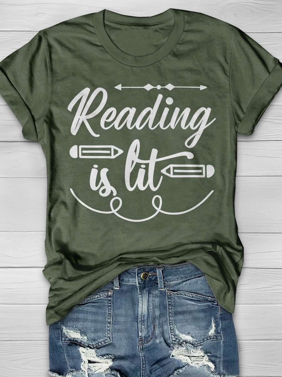 Reading Books Is Fun Print Graphic T-shirts