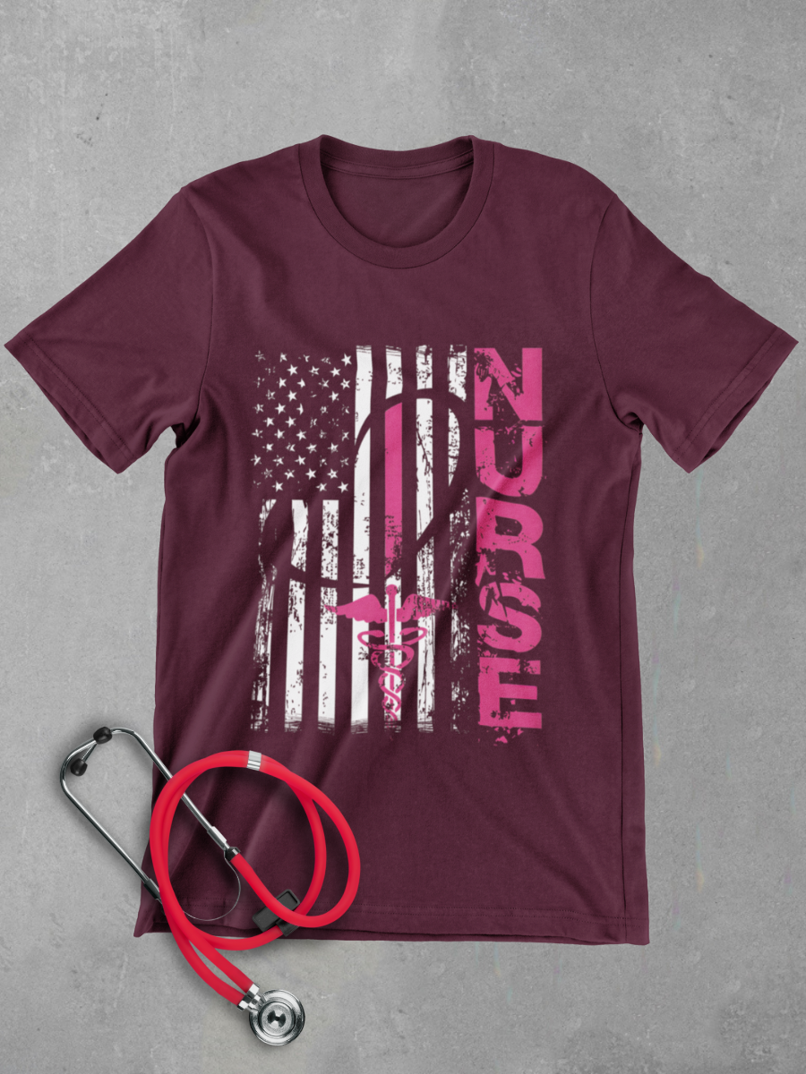 American Flag Nurse Graphic T-shirt