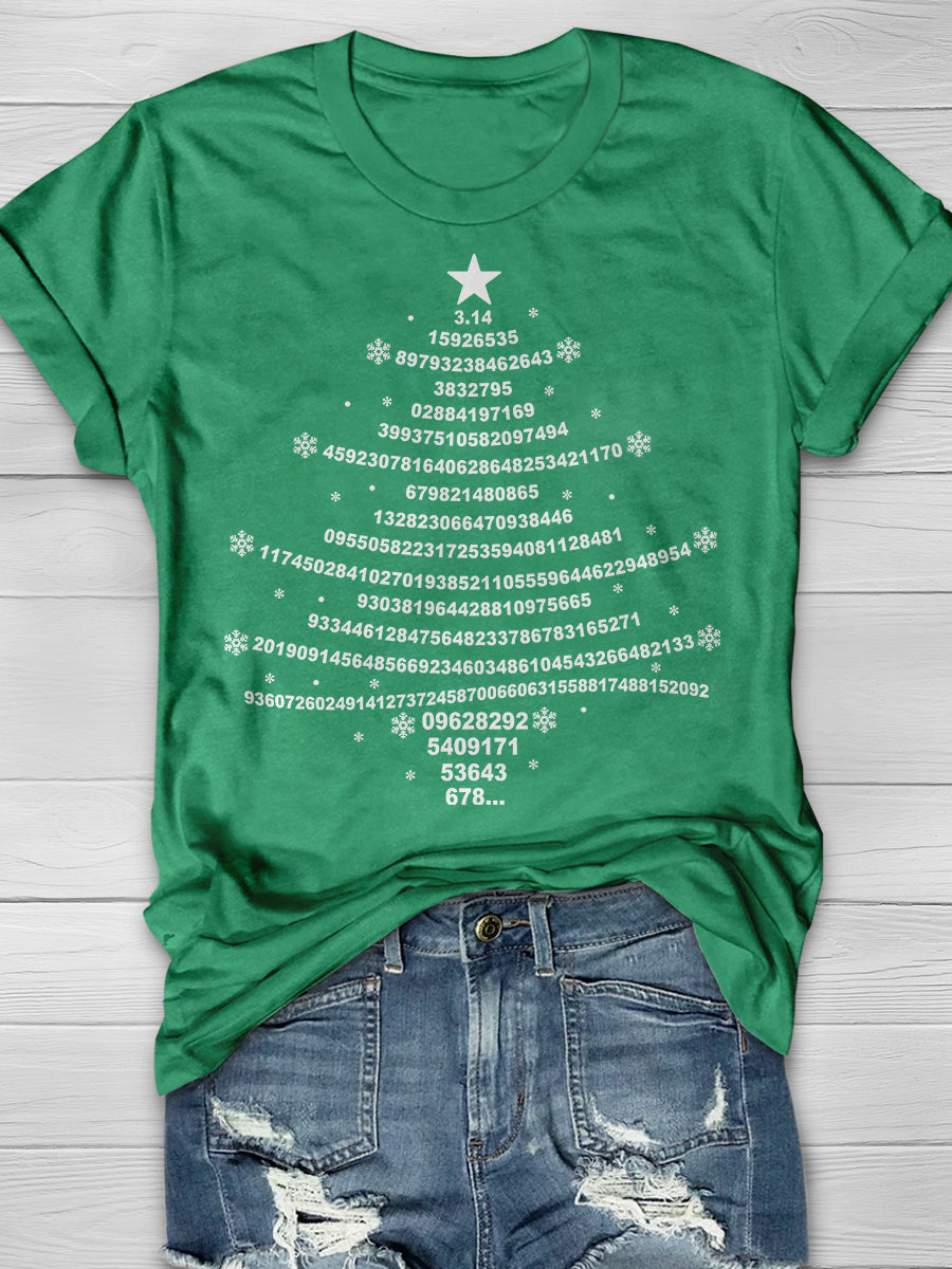 Pi Christmas Tree Print Graphic T-shirts