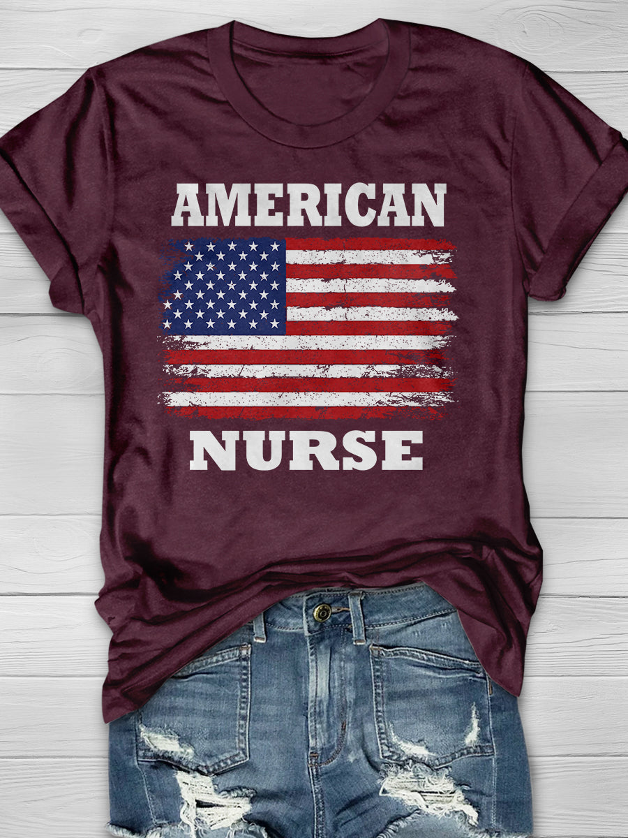 All American Nurse Print Short Sleeve T-shirt