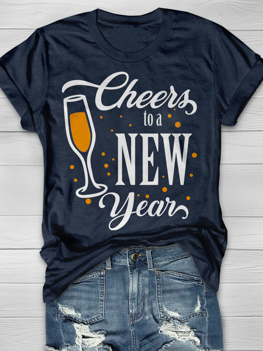 Cheers New Year For Nurse Print Short Sleeve T-shirt
