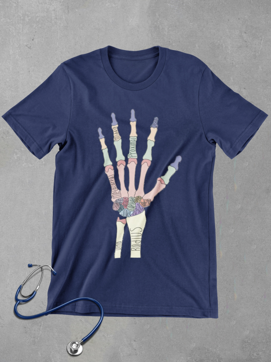 Labeled Hand Anatomy Magnet Nurse Graphic T-shirt
