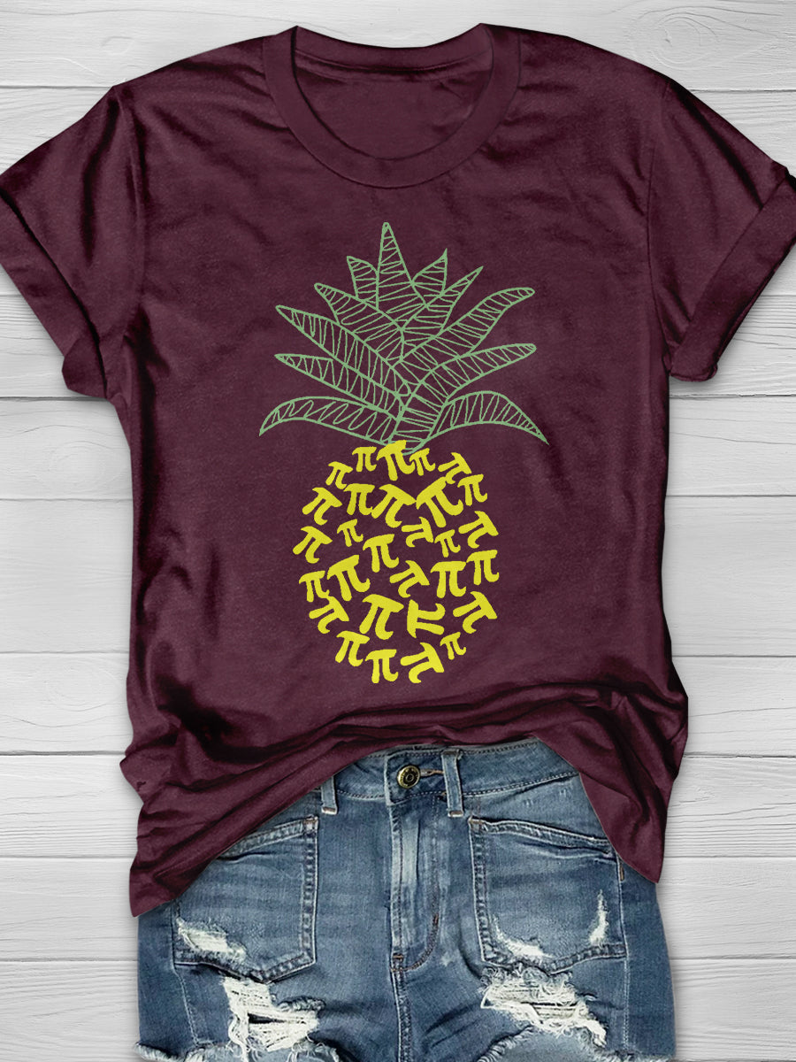 Pineapple Math Print Graphic T-shirts