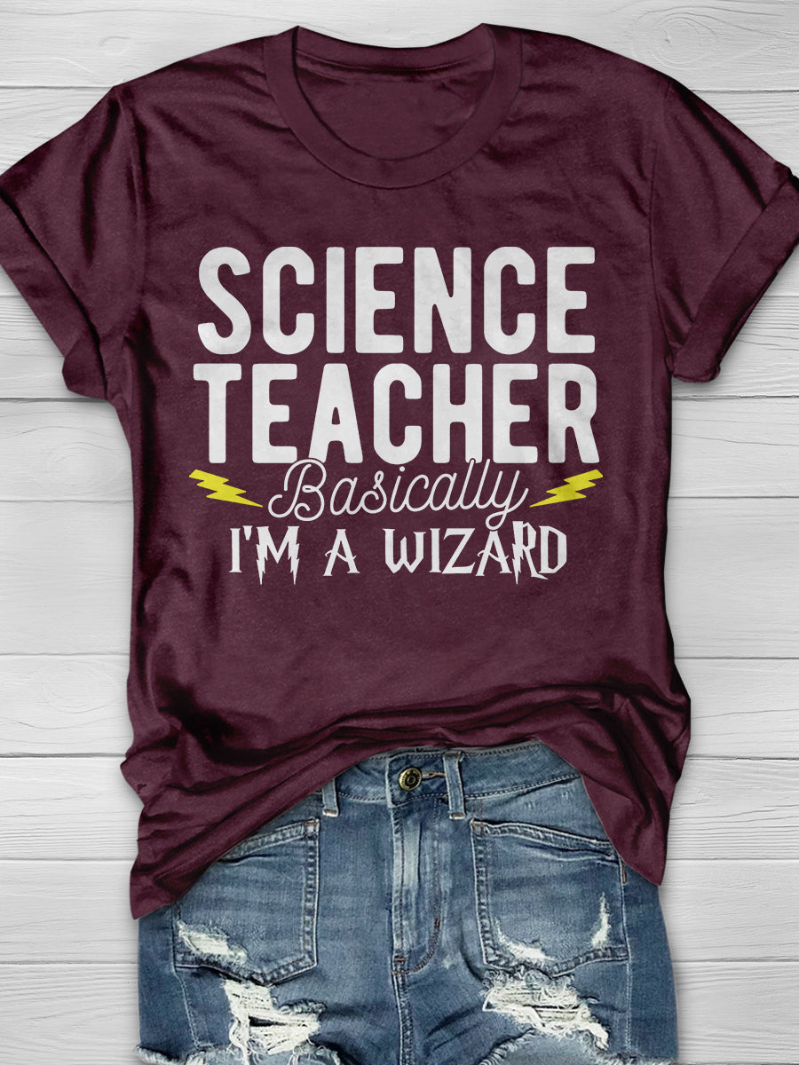 Science Teacher Print Graphic T-shirts
