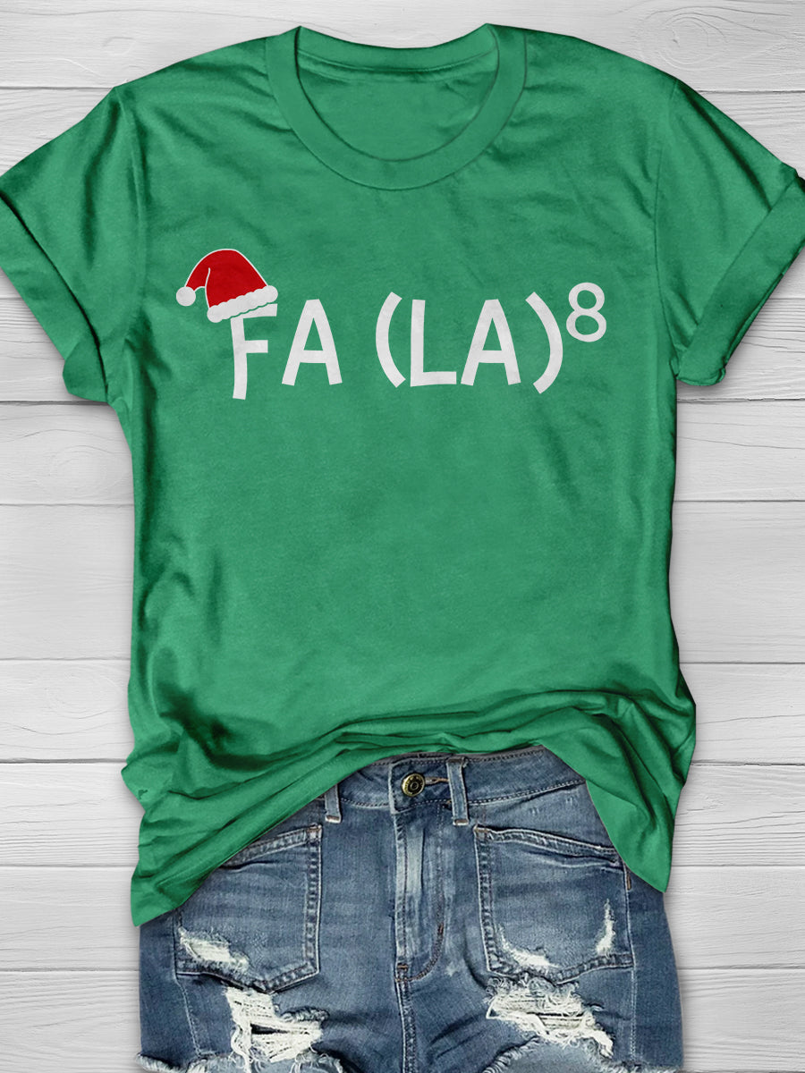 Funny Fa La 8 Christmas Math Teacher Print Graphic T-shirts