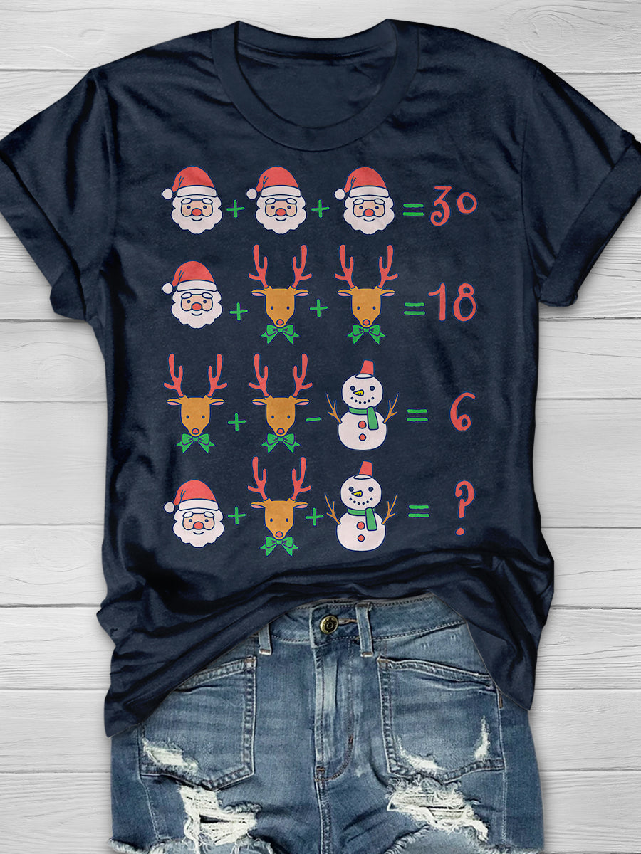 Funny Christmas Math Teacher Print Graphic T-shirts