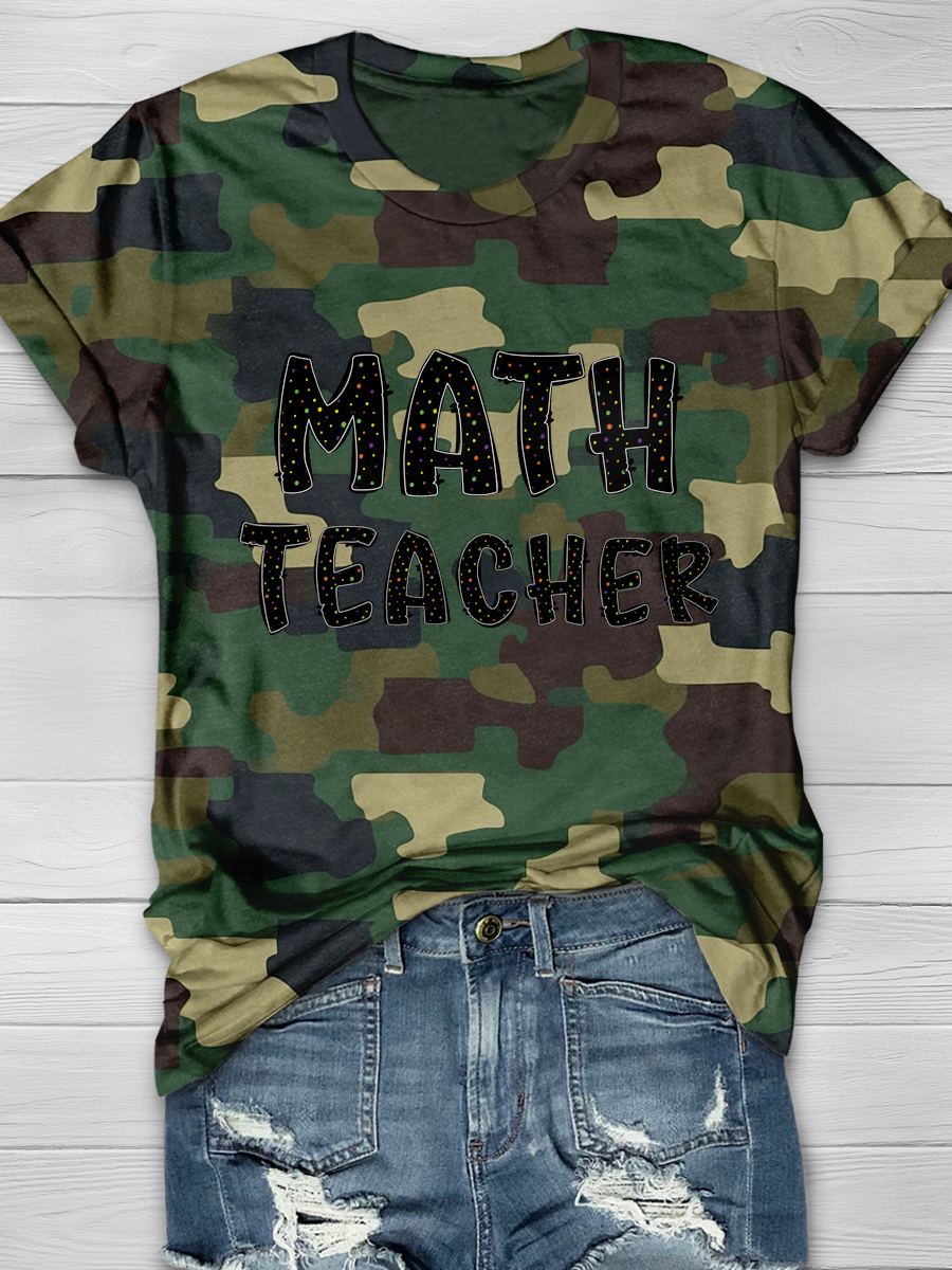 MATH TEACHER Print T-shirt