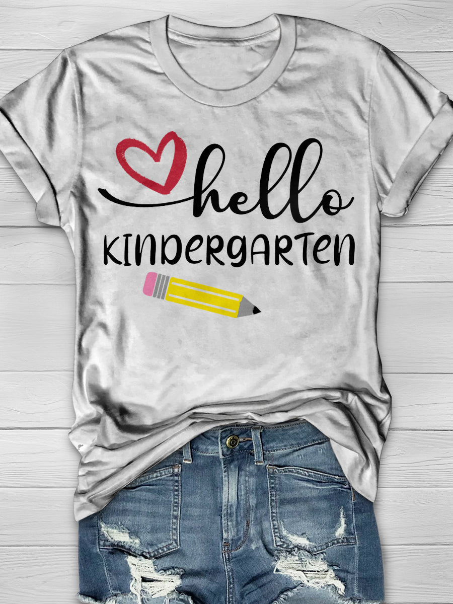 Hello Kindergarten Print Graphic T-shirts