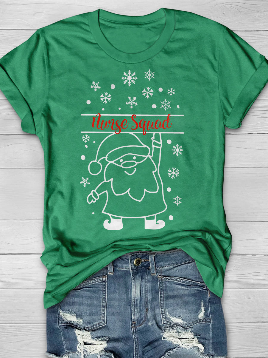 Christmas Nurse Print Short Sleeve T-shirt