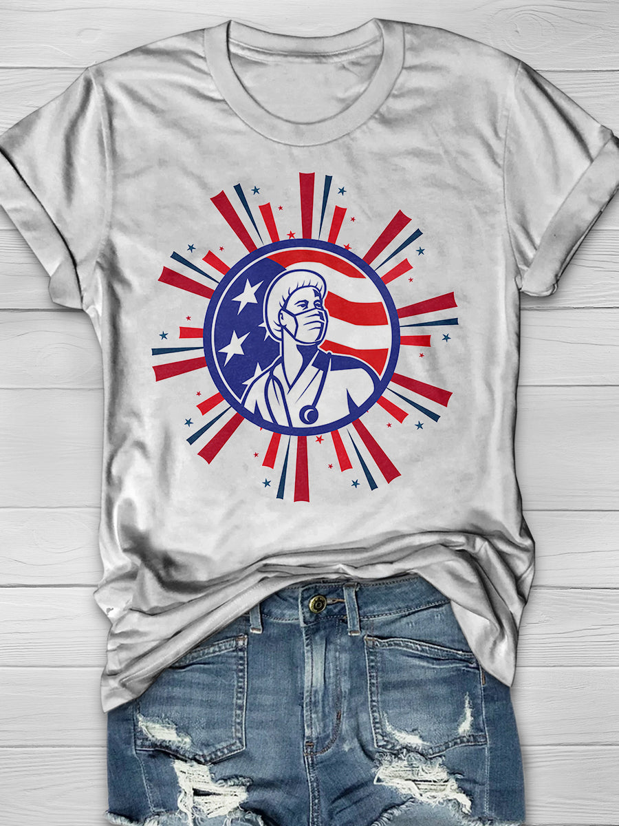American Nurse Print Short Sleeve T-shirt