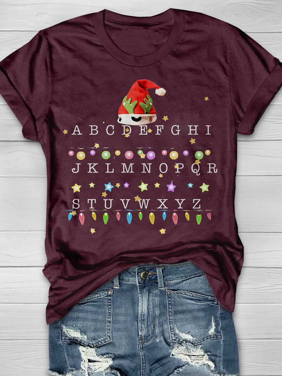 Christmas Alphabet Shirt For Teachers Print Graphic T-shirts
