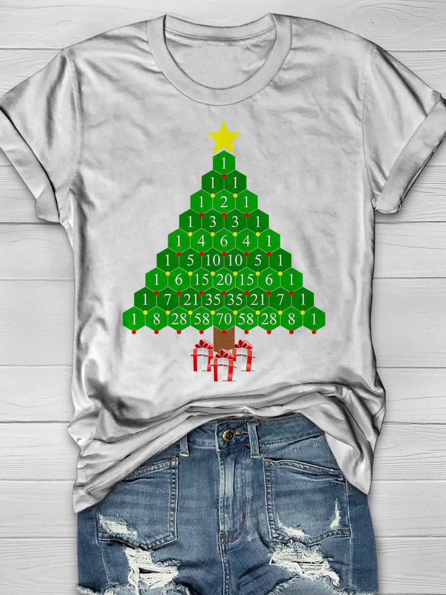 Pascal's Triangle Math Christmas Tree Print Graphic T-shirts