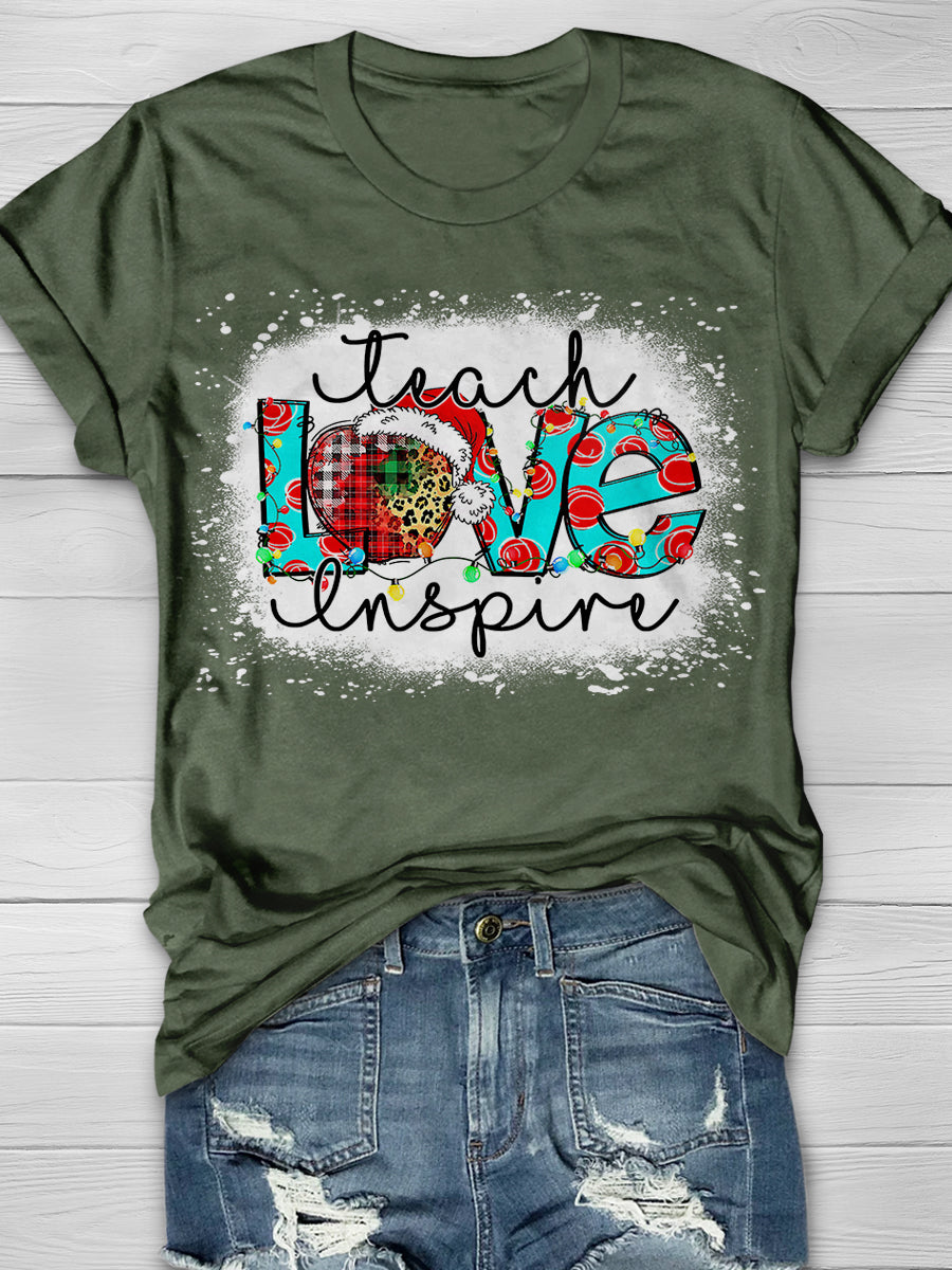 Teach Love Inspire Teacher Life Print Graphic T-shirts