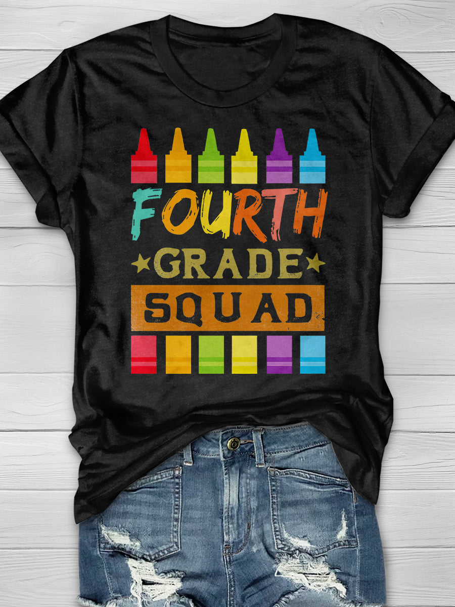 Fourth Grade Squad Print Graphic T-shirts