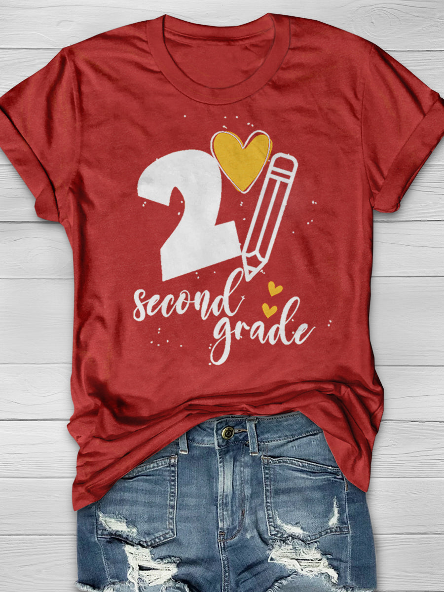 2 Second Grade Print Graphic T-shirts