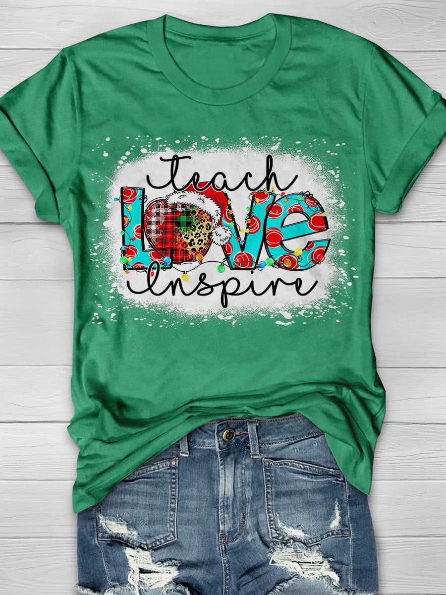 Teach Love Inspire Teacher Life Print Graphic T-shirts
