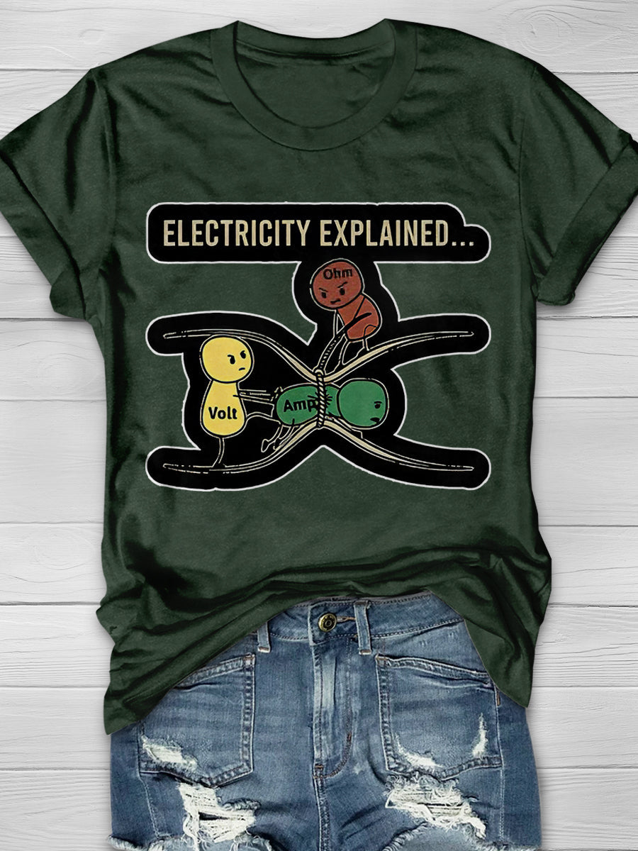 Electricity explained Print Graphic T-shirts