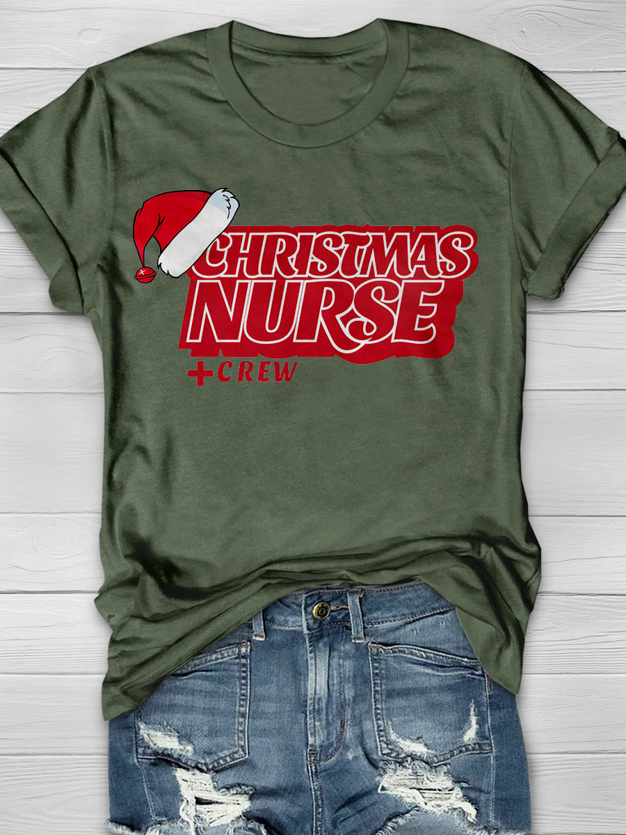 Christmas Nurse Print Short Sleeve T-shirt