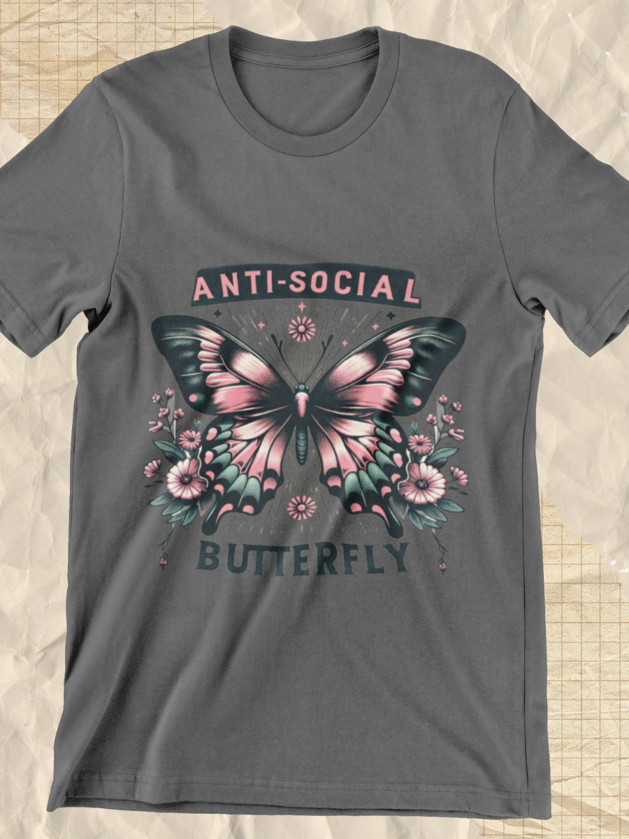 Anti-Social Butterfly Graphic T-shirt