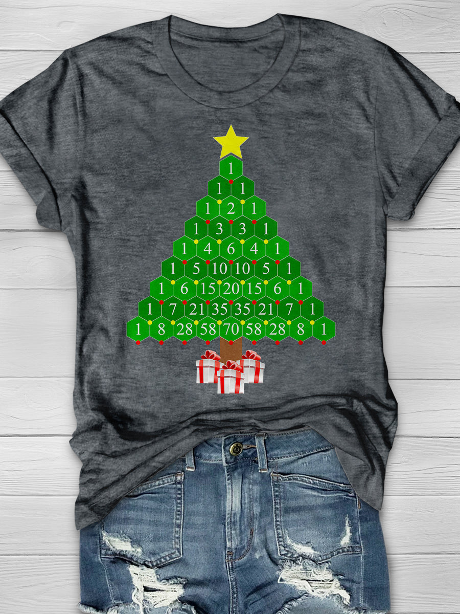 Pascal's Triangle Math Christmas Tree Print Graphic T-shirts