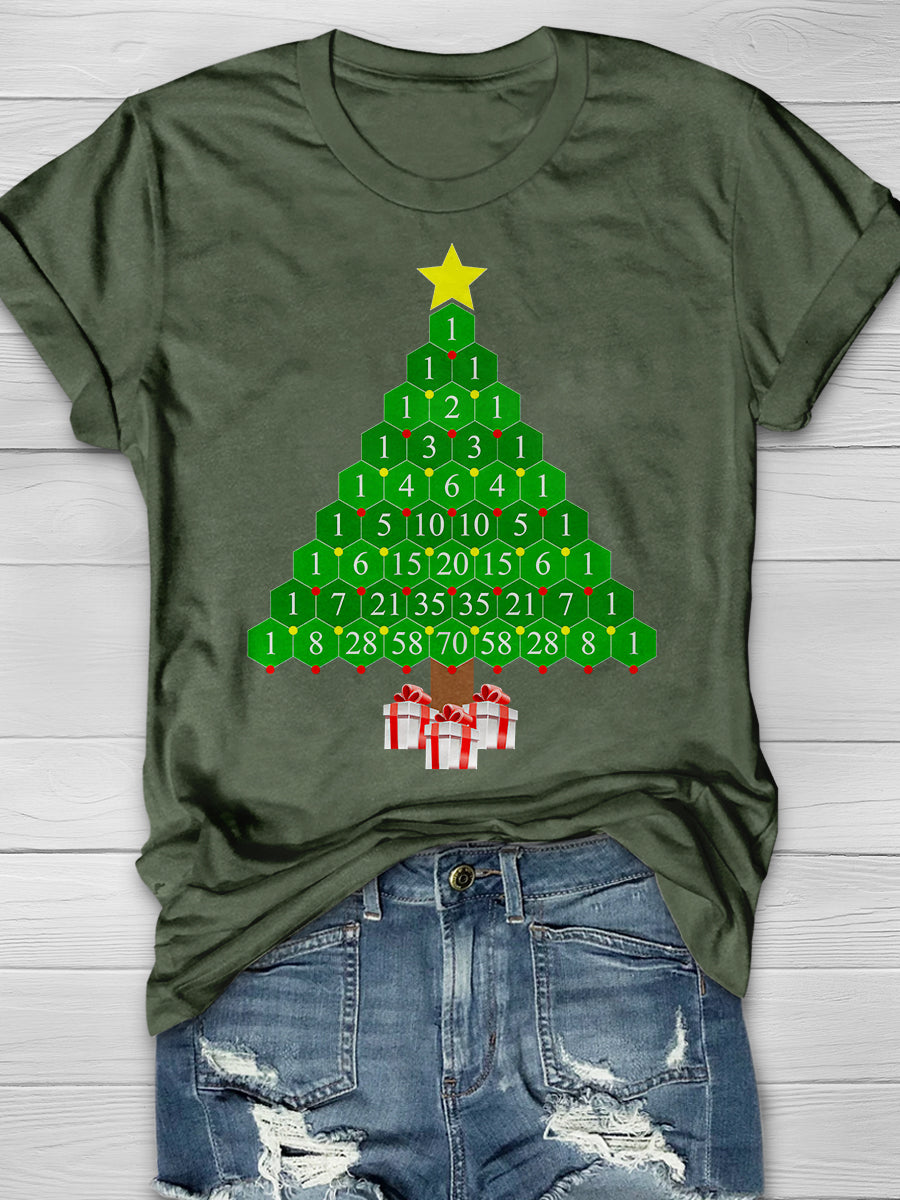 Pascal's Triangle Math Christmas Tree Print Graphic T-shirts