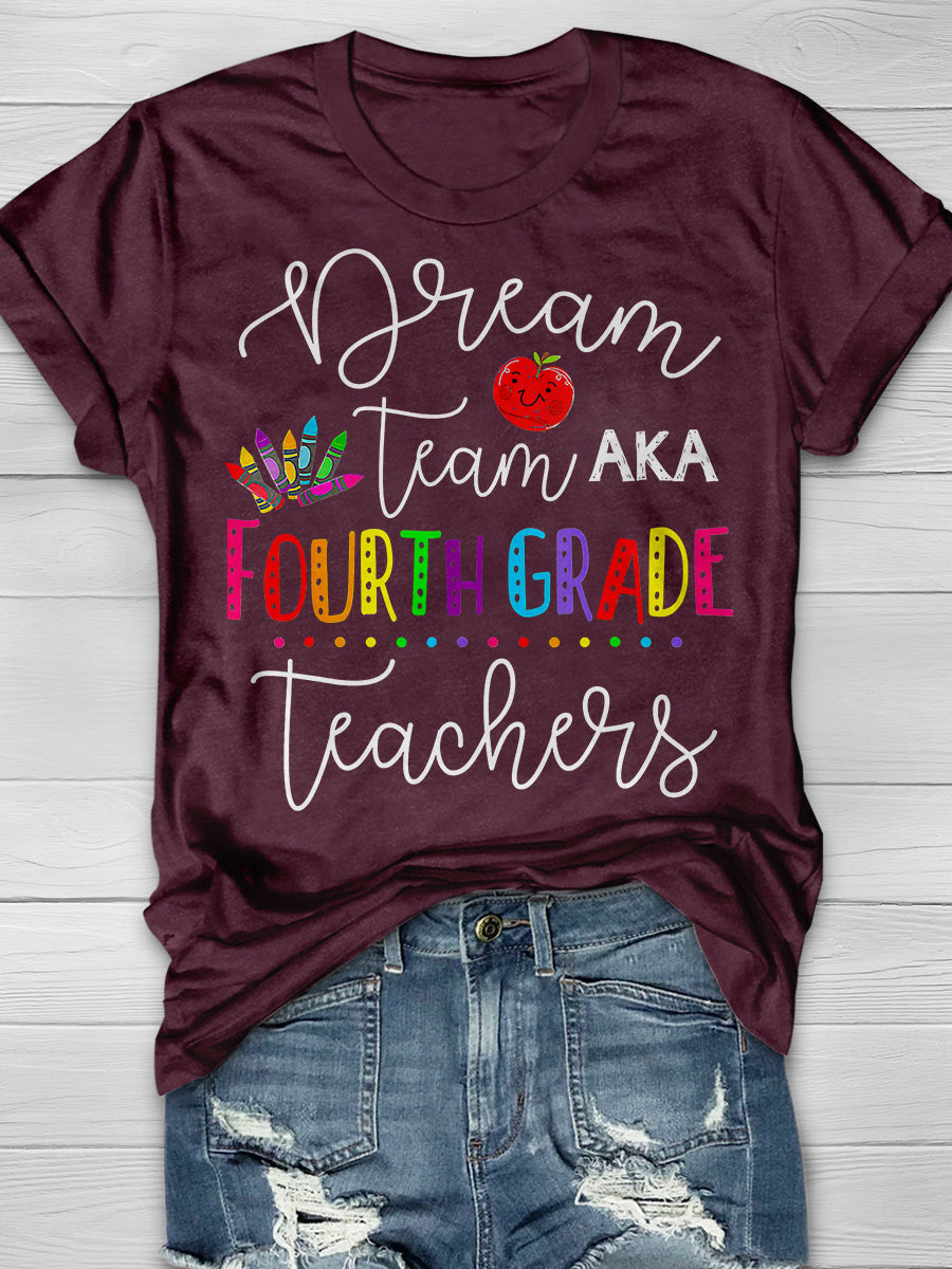 Dream Team Fourth Grade Print Graphic T-shirts