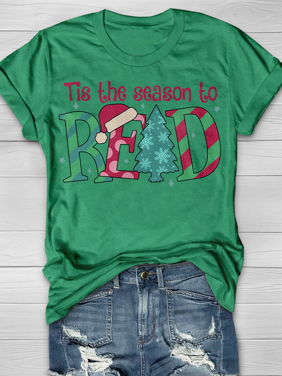 Season To Read Books Christmas Print Graphic T-shirts