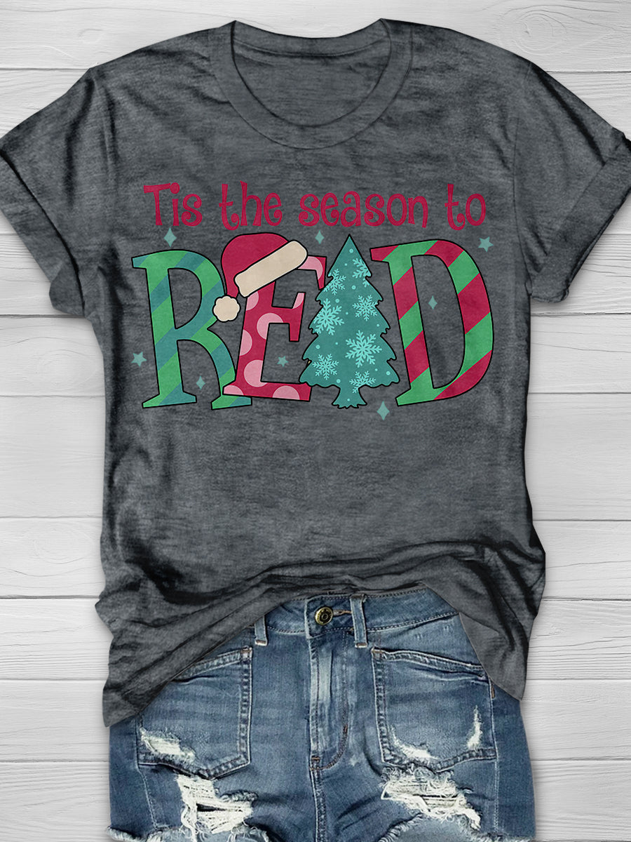 Season To Read Books Christmas Print Graphic T-shirts