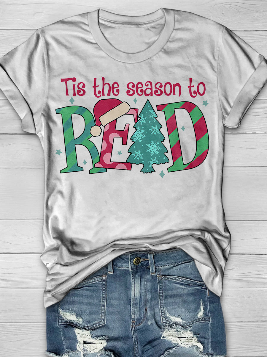 Season To Read Books Christmas Print Graphic T-shirts