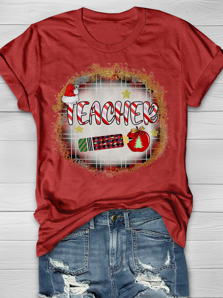 Teacher Christmas Print Graphic T-shirts