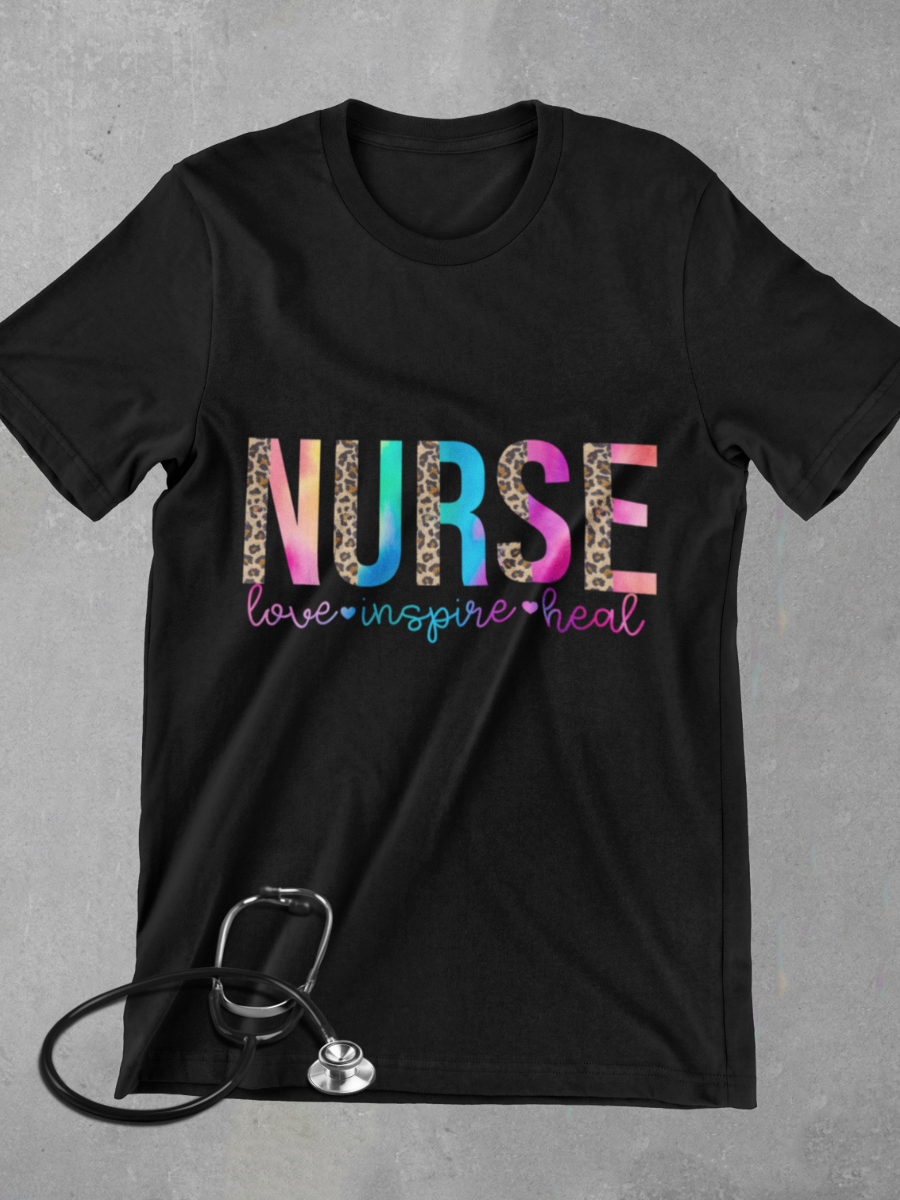 LOVE INSPIRE HEAL Nurse Graphic T-shirt