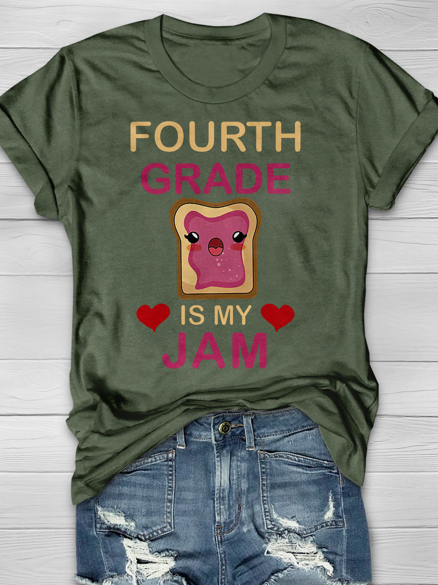 Fourth Grade Is My Jam Print Graphic T-shirts