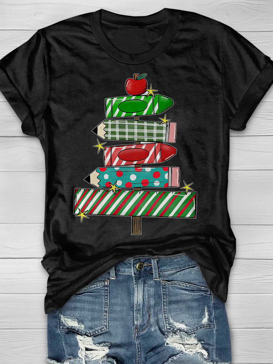 Christmas Teacher Print Graphic T-shirts