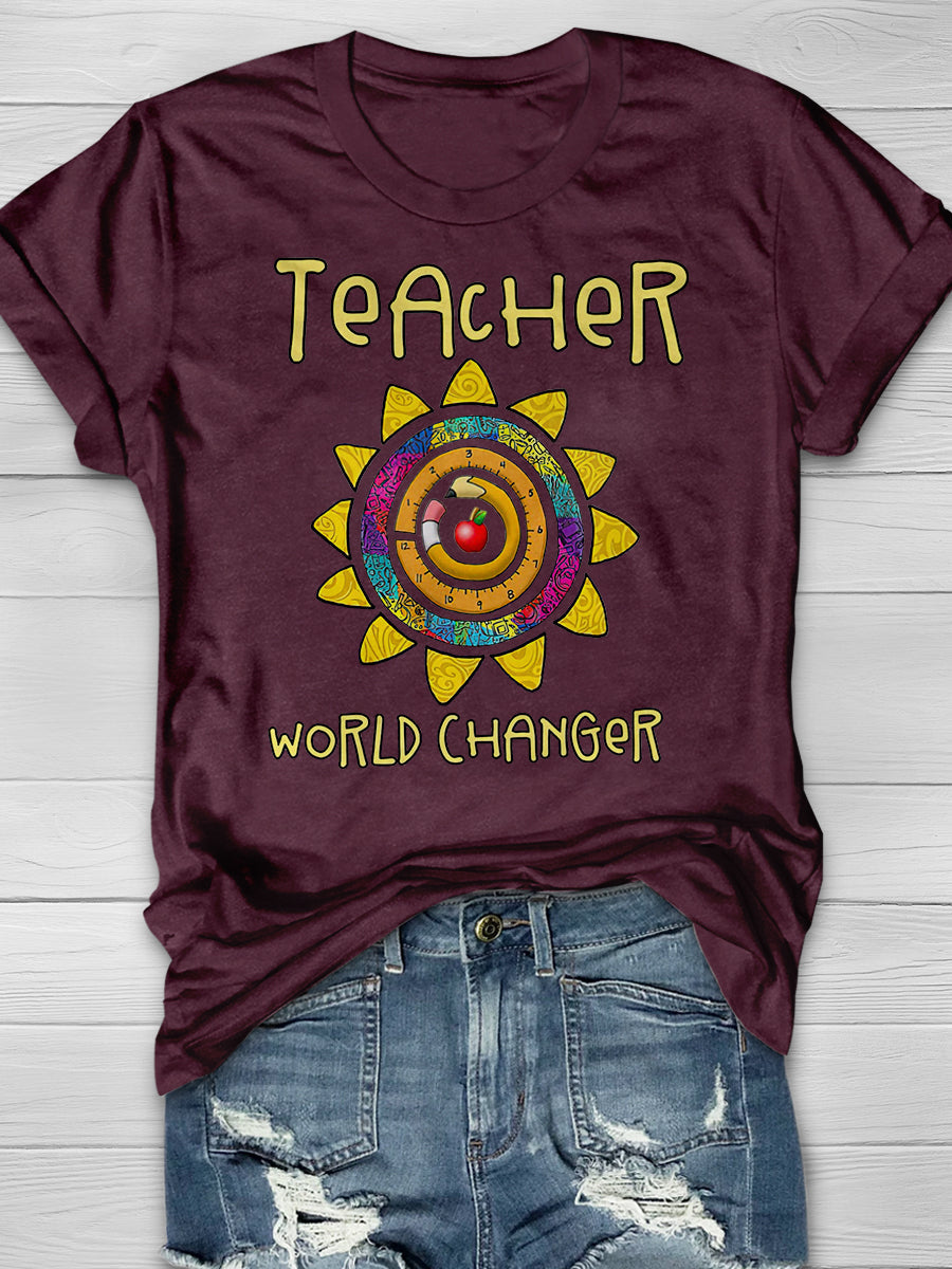 Teacher World Changer Print Graphic T-shirts