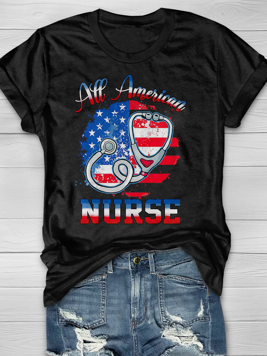American Nurse Print Short Sleeve T-shirt